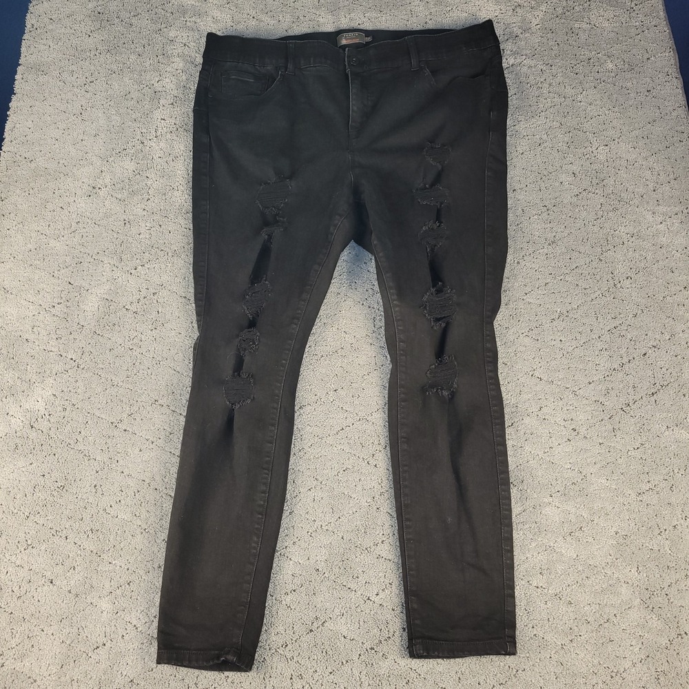 Torrid Jeans Womens 22 Black Bombshell Skinny Distressed High Rise Slimming